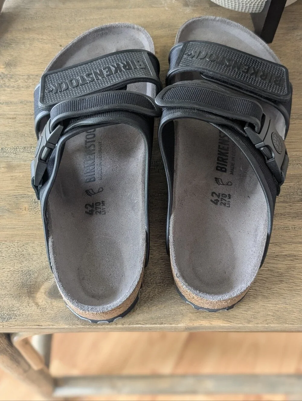 NWOB Birkenstock Rotterdam Slides Sandals 42 Black Buckle